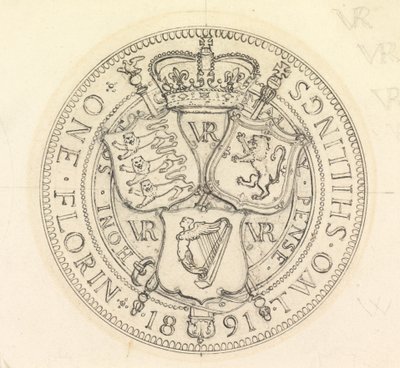 To designskitser til Florin og Shilling, 1891 af Edward John Poynter